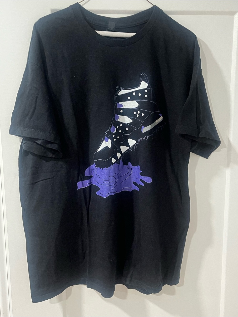 Black Tee with Purple Sneaker Graphic